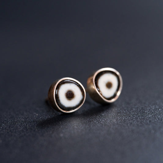 Tibetan silver Dzi bead earrings