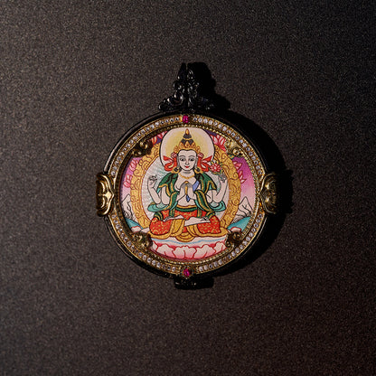 སྤྱན་རས་གཟིགས། ཛམ་བྷ་ལ། • 四臂观音 & 黄财神 • Avalokiteshvara & Yellow Jambhala