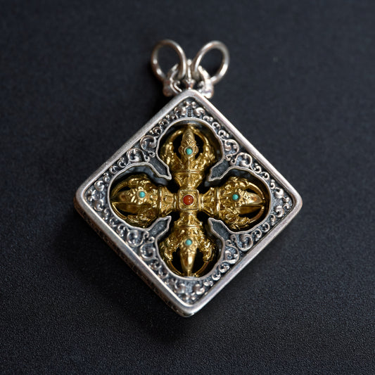 Cruciform Vajra Pestle Tibetan Silver Pendant