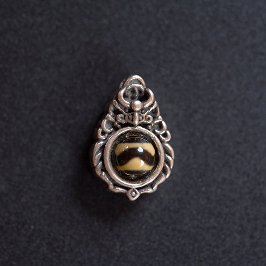 Tibetan Silver Dzi Bead Pendant