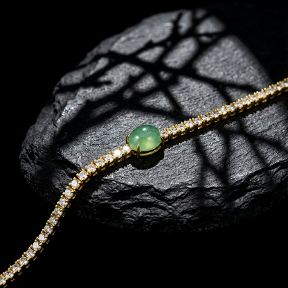 【Exquisite Pulsating Wilderness】Emerald Shadow and Golden Silk Bracelet