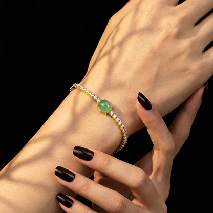 【Exquisite Pulsating Wilderness】Emerald Shadow and Golden Silk Bracelet