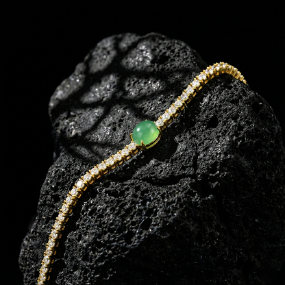 【Exquisite Pulsating Wilderness】Emerald Shadow and Golden Silk Bracelet